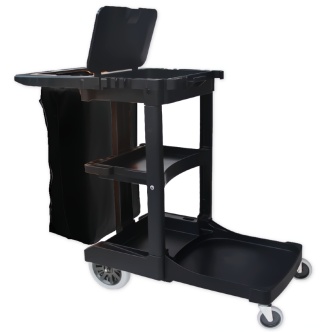 HD Black Janitor Cart with Black Zipper Bag